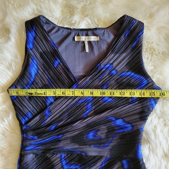 Halston Heritage Blue Gray Pleated Dress Size 4 - Picture 14 of 16